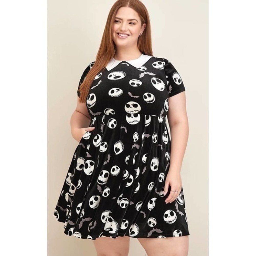 New Torrid‎ Nightmare Before Christmas Velvet Jack Collared Gothic Punk Dress 3X